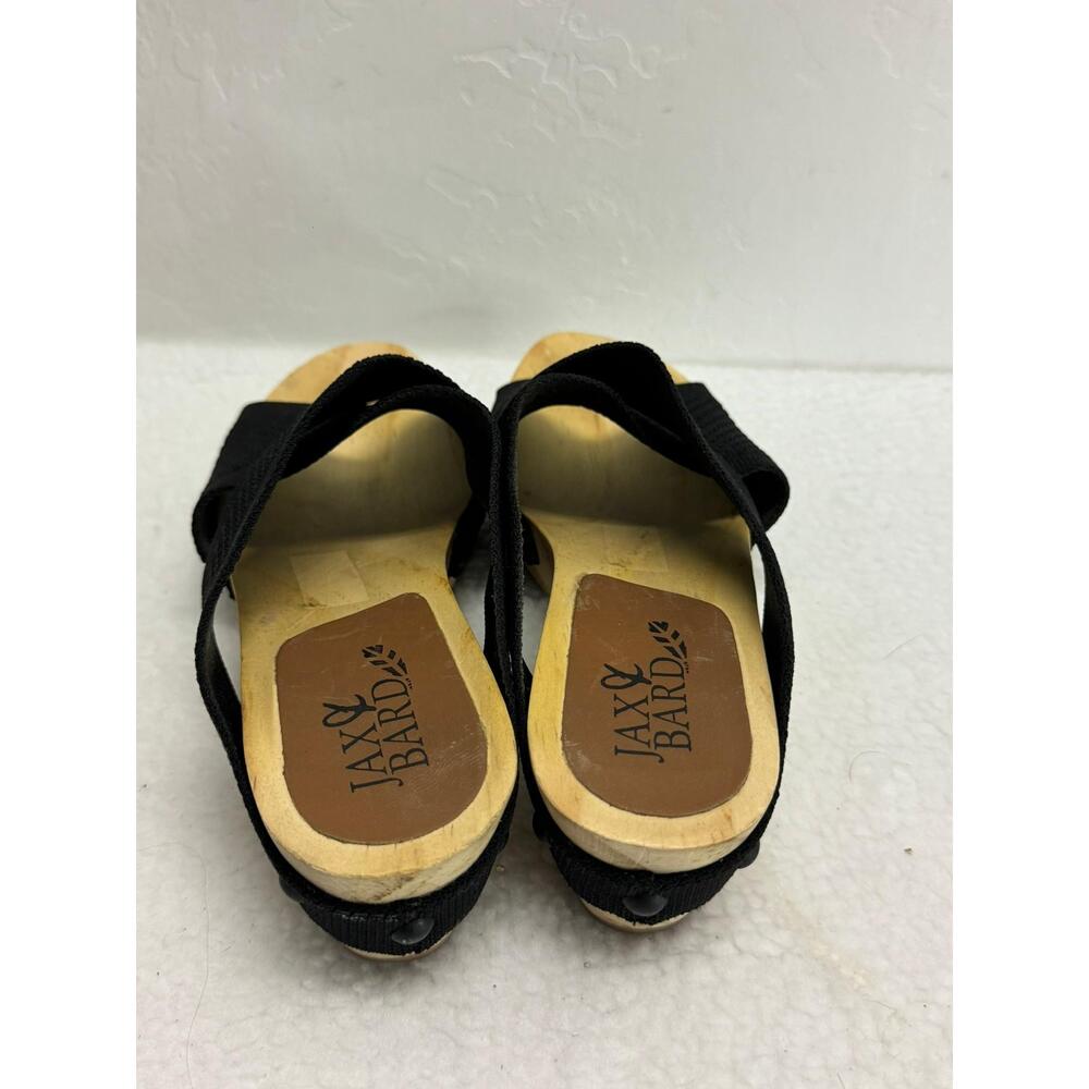 Jaxy Bird Black Wooden Sole Open Toe Wedge Sandals‎ Womens Size EU 39 - Picture 3 of 7